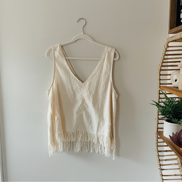 American Eagle Outfitters Tops - AMERICAN EAGLE | denim fringe tank